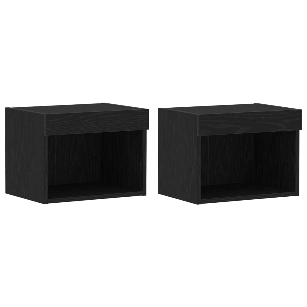 Armadi a muro  con luci LED 2 pezzi Rovere Nero 40x30x30 cm