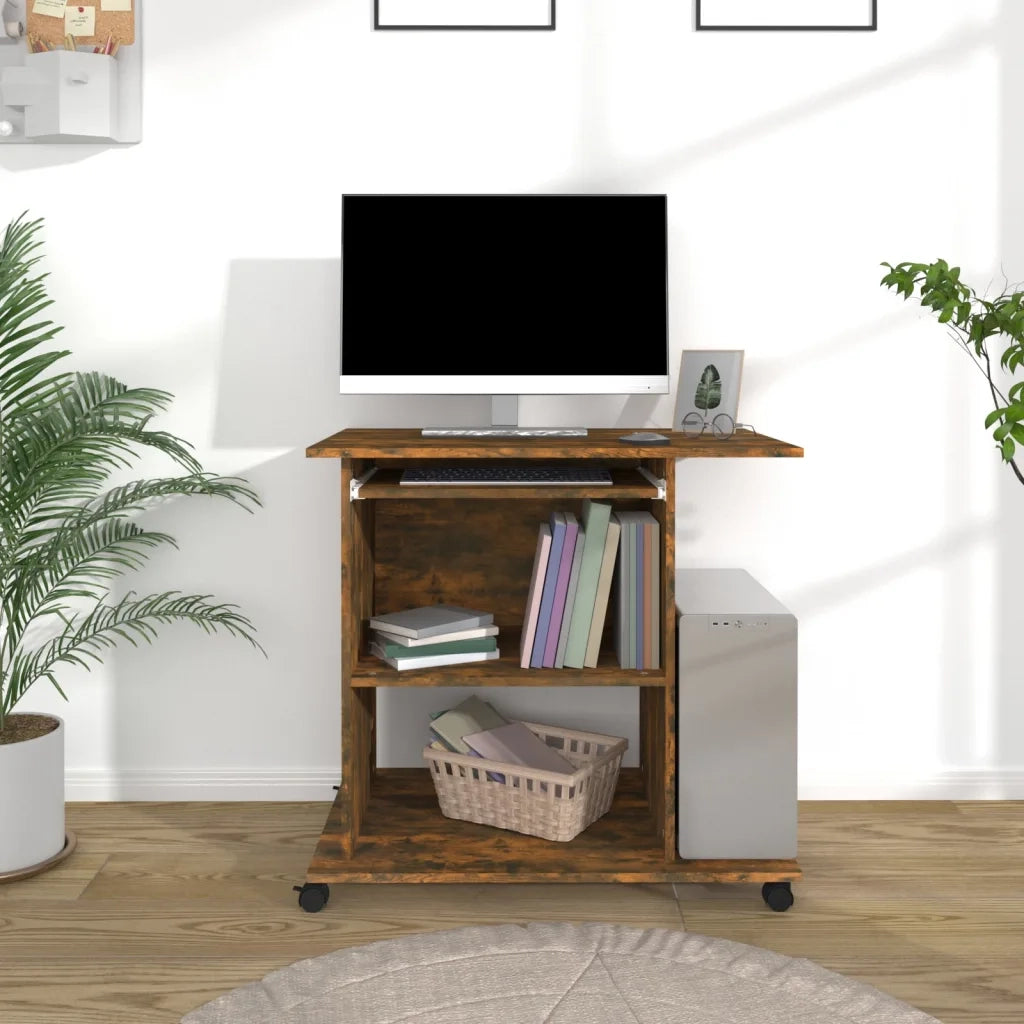 Scrivania | Tavolo da Ufficio per Computer Rovere Fumo 80x50x75cm Legno Multistrato