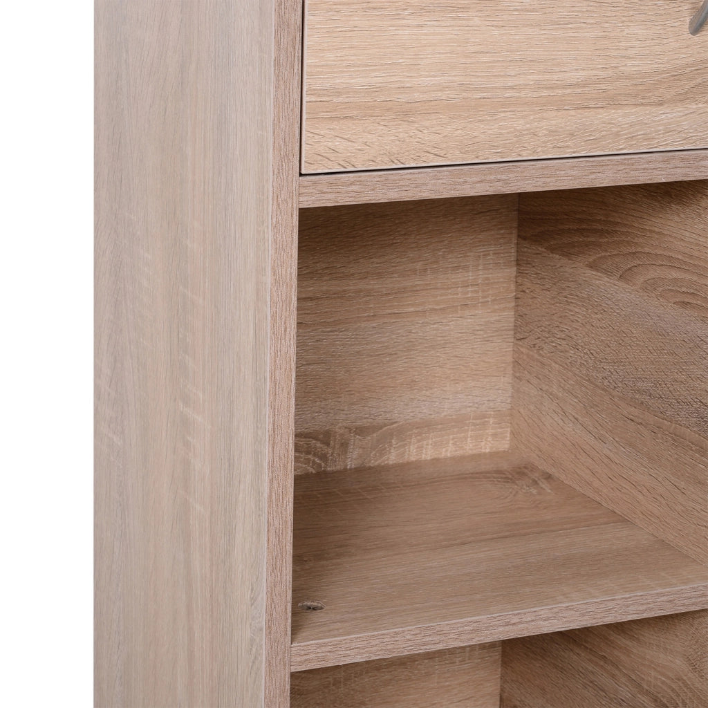 EasyComfort Libreria Scaffale in Legno, Mobiletto Multiuso con 3 Ripiani 4 Scompartimenti e 2 ante, 61.5x29.5x80cm