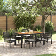 Set da Pranzo per Giardino 7 pcs Nero polyrattan 3334904