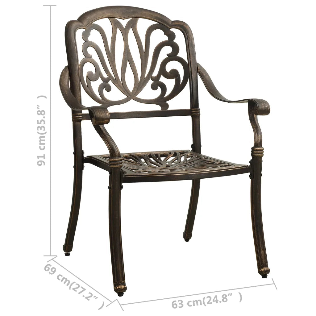 Sedie da Giardino 2 pz in Alluminio Pressofuso Bronzo 315567