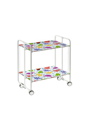 Carrello da cucina pieghevole bianco con ruote BAUHAUS 2 ripiani