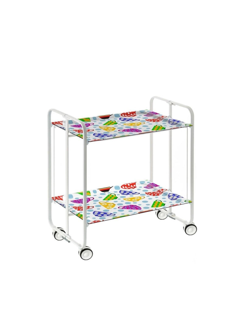 Carrello da cucina pieghevole bianco con ruote BAUHAUS 2 ripiani