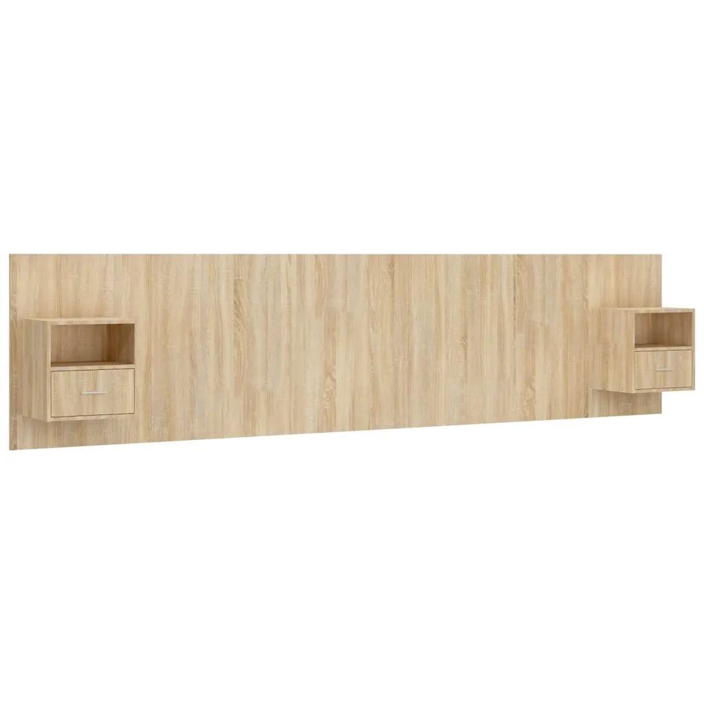 Testiera Letto con Comodini in Legno Multistrato Rovere Sonoma 3115766