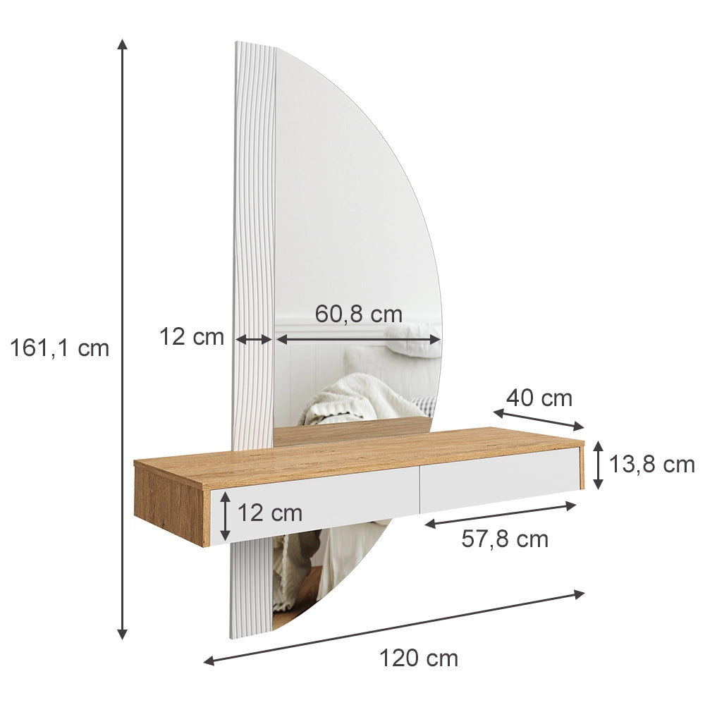 Vicco Tavolo da toeletta Bianco 120 cm con illuminazione a LED