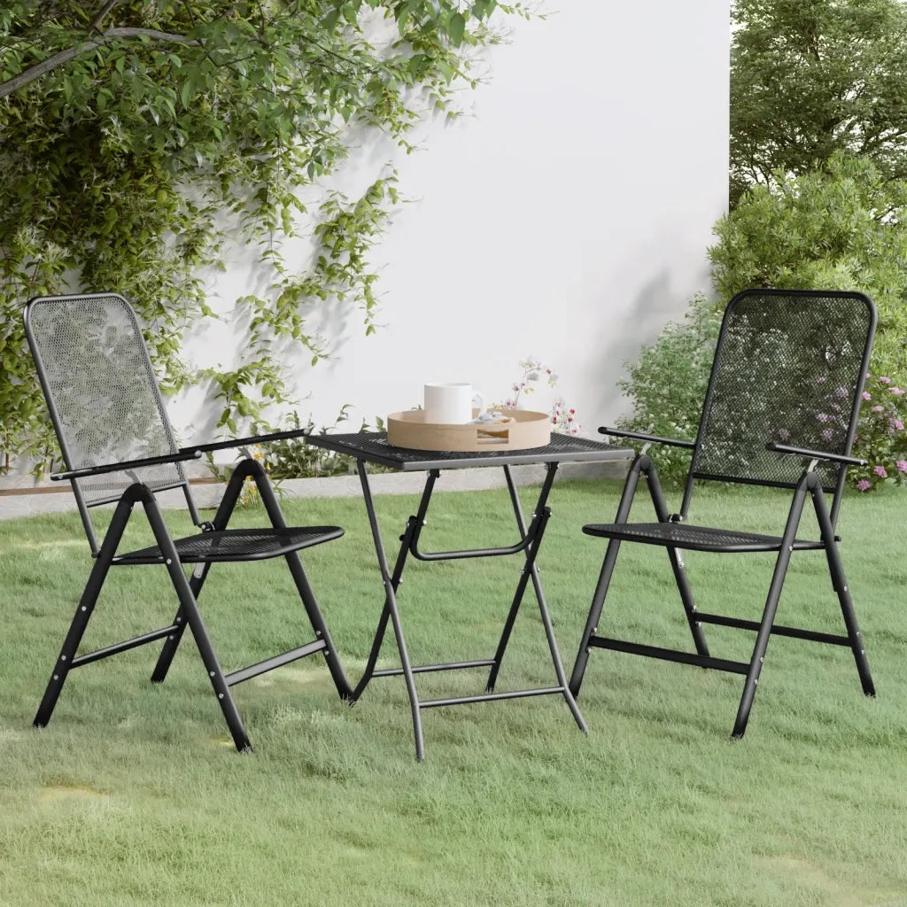 Set da Pranzo per Giardino 3pz Rete Metallica Espansa Antracite cod mxl 37571