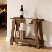 Tavolo consolle rustico 105 x 30 x 80 cm con 2 ripiani
