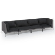 Mobili da giardino mobili da esterno Set di mobili da 4 pezzi con cuscini in resina intrecciata grigio scuro 02_0016185