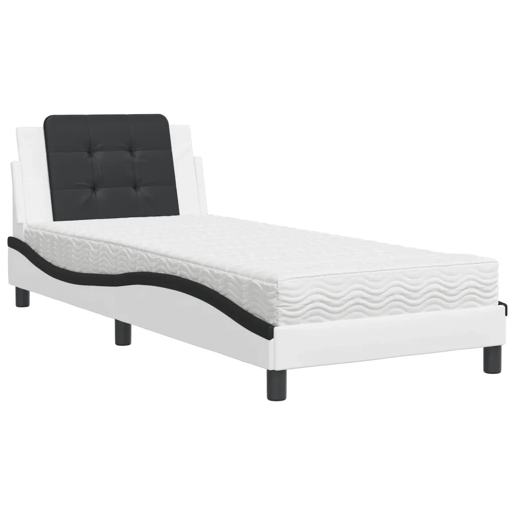 Giroletto senza Materasso-Struttura Letto Zadar Bianco e Nero 90x190 cm in Similpelle