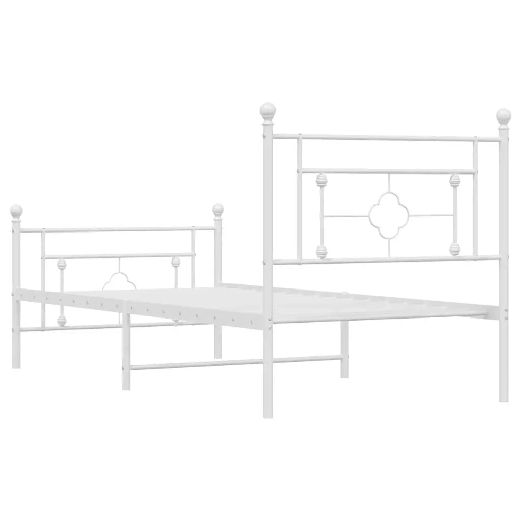 Giroletto con Testiera e Pediera Metallo Bianco 100x190 cm