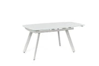 E-STYLO Tavolo allungabile con top in vetro temperato extra white, gambe e struttura in metallo verniciato bianco, 90cm X 140/175/210cm H. 76cm.