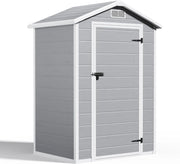 Casetta da Giardino in Resina, Capanno Porta Attrezzi Intemperie con Finestra e Ventilazione, Box Stoccaggio con Serratura per Attrezzi da Giardino, 122 x 92 x 187 cm (Grigio)