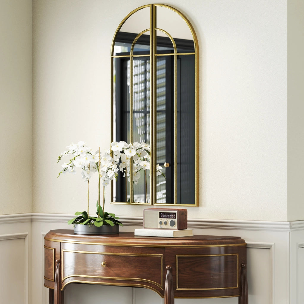 Specchio da Parete con Cornice in Metallo ¨C zephmum ¨C Dorato 30x120 cm