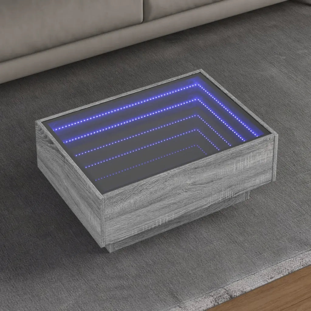 Tavolino salotto | Tavolino da caff¨¨ | Tavolino da Soggiorno con LED Grigio Sonoma 70x50x30 cm Multistrato