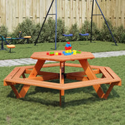 vidaXL Tavolo da Picnic per 6 Bambini con Panche Esagonale Legno Abete