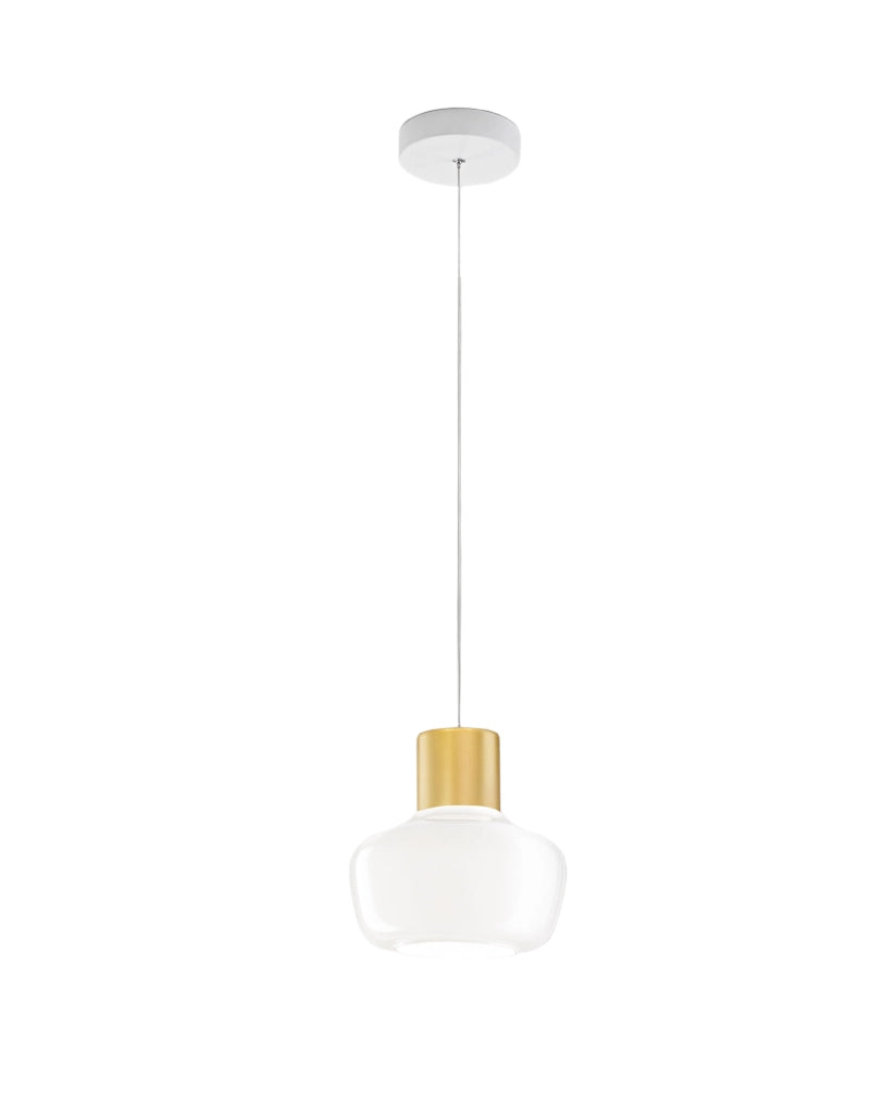 Lampada a Sospensione LED Kino 12W 1300lm 3000K, Struttura in Metallo e Vetro Borosilicato Bianco, Ø220mm - Lampada a Sospensione Design