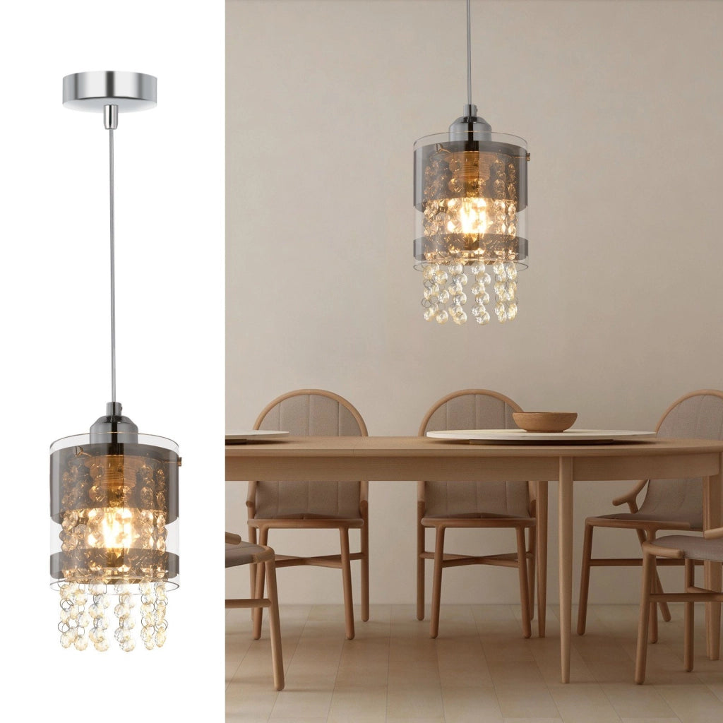 Lampada a sospensione ZMH LED vetro trasparente colorato diametro 150 cm E27 max 40W per tavolo moderno