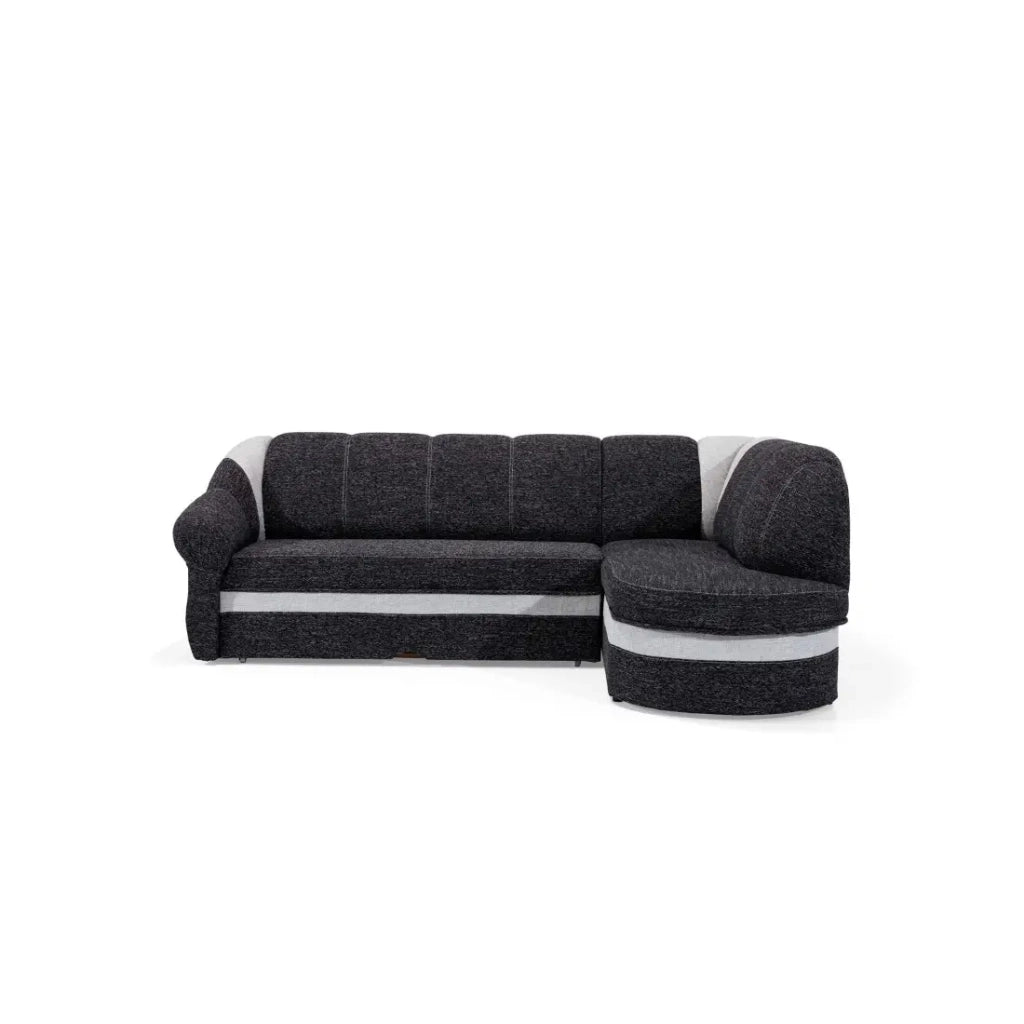 Divano angolare destro convertibile BENANA 250 cm nero e bianco con contenitore