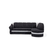 Divano angolare destro convertibile BENANA 250 cm nero e bianco con contenitore