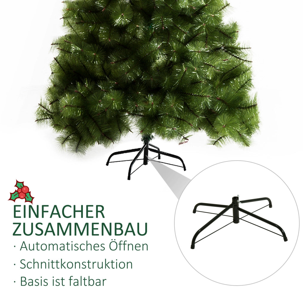 Albero di Natale Artificiale 210 cm con 505 Punte e Accenti Argento ¨C Zephmum ¨C con Base in Metallo per Interni