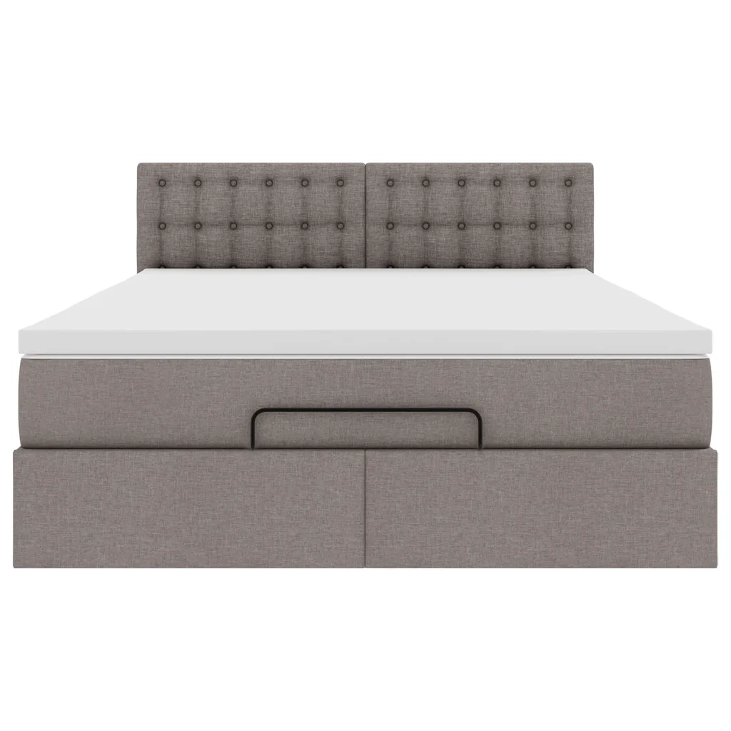 Pouf Letto con Materasso Tortora 140x190 cm in Tessuto