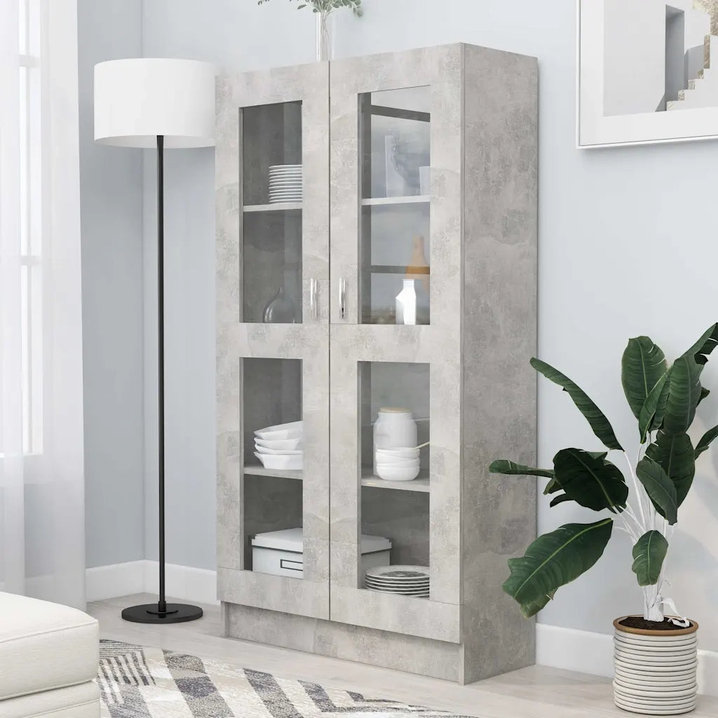 Armadietto Vetrina Grigio Cemento 82,5x30,5x150 cm Multistrato CFW1764228