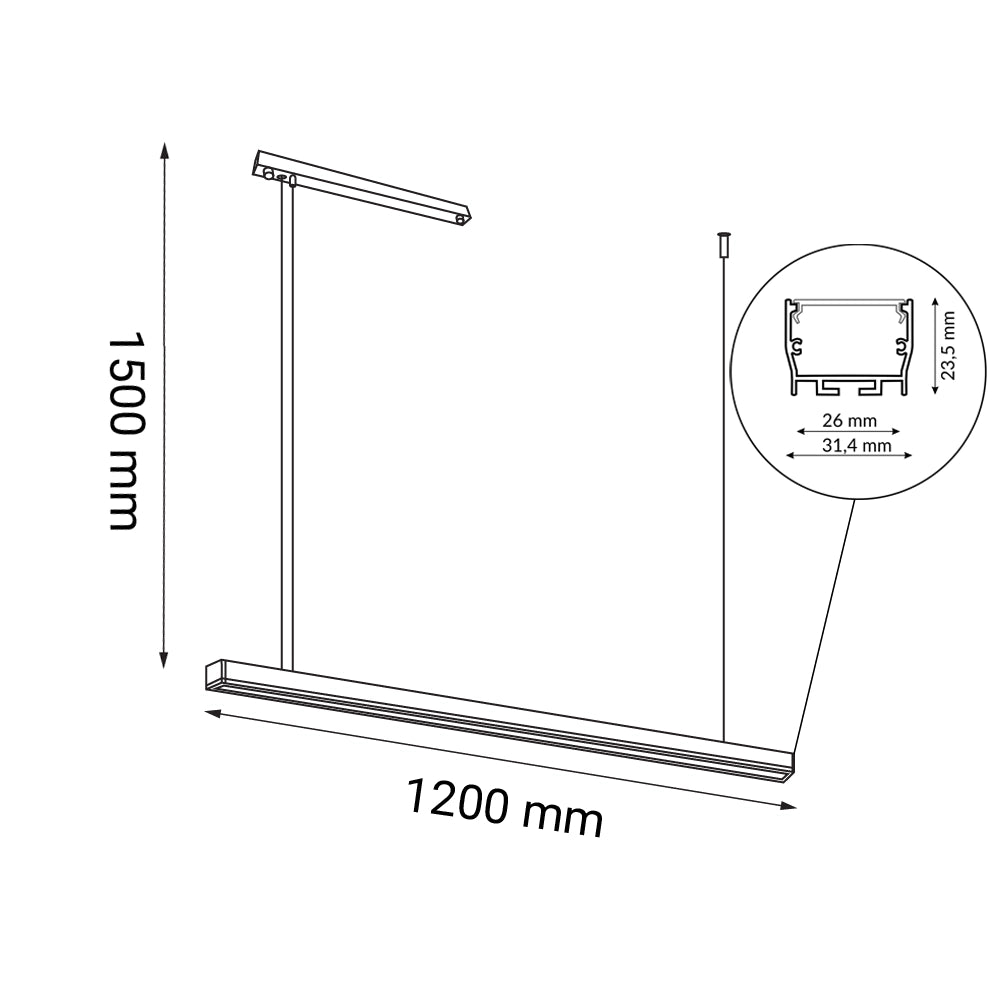 Lampada a sospensione LED Shilo HIATE 120cm bianca 24W 3000K