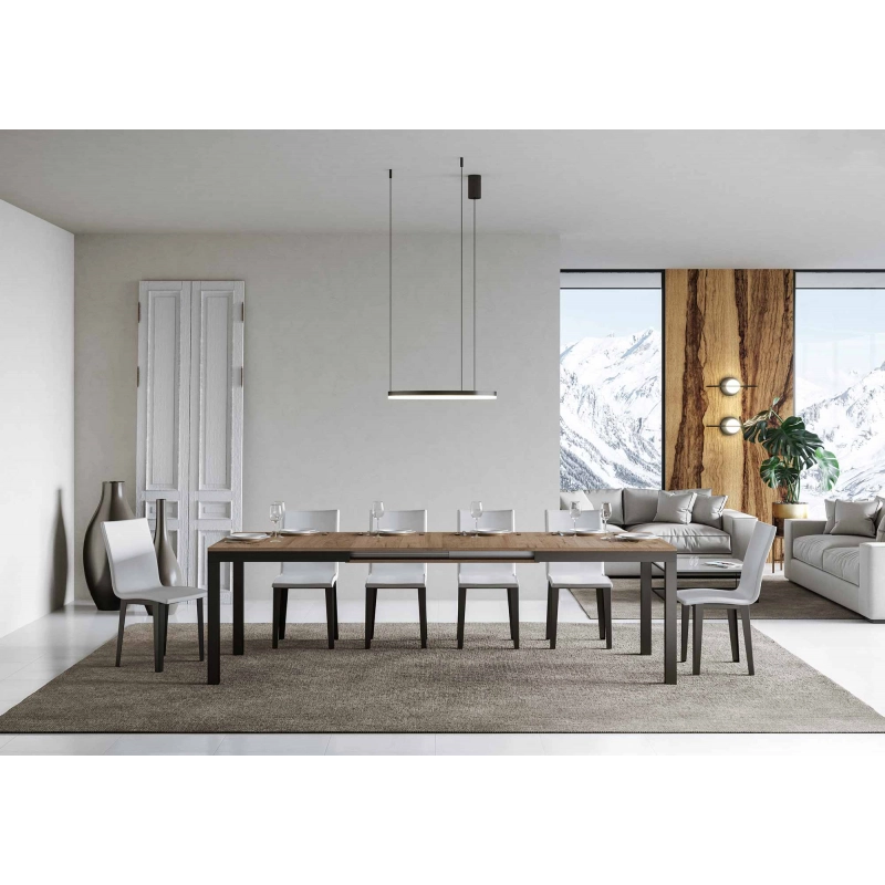 Tavolo allungabile 90x160/420 cm Everyday Evolution telaio Antracite - Quercia Natura