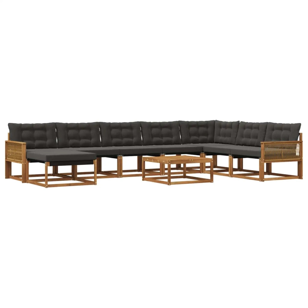 Set di divani da esterno con cuscino 9 pcs Naturale e Nero 3381636
