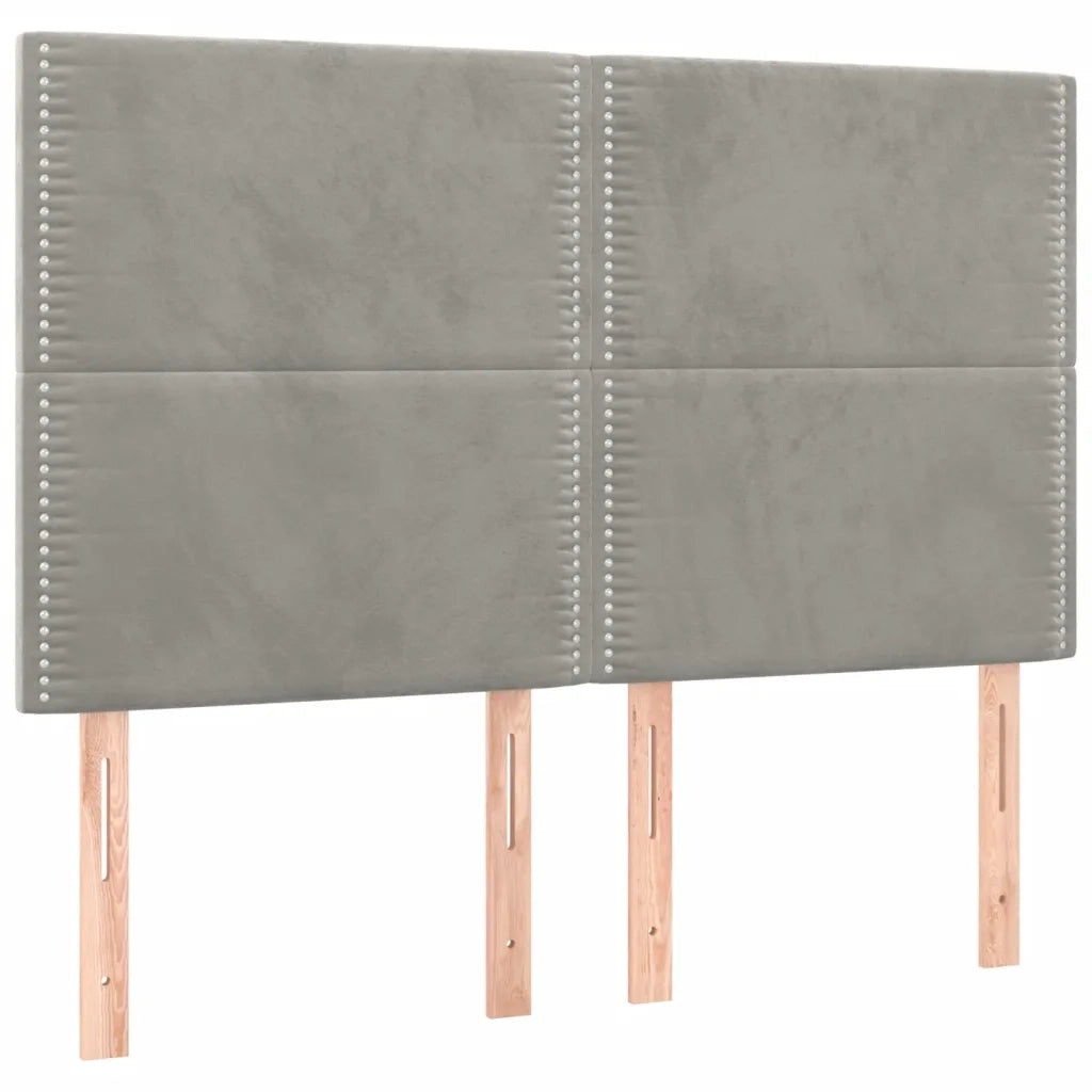 Letto a Molle Materasso e LED Grigio Chiaro 140x200 cm Velluto 3136065