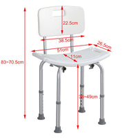 Sedile da doccia con Schienale Altezza Regolabile Sedia Sgabello vasca Anziani