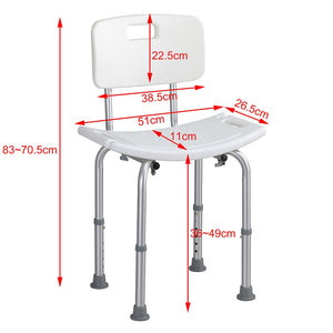 Sedile da doccia con Schienale Altezza Regolabile Sedia Sgabello vasca Anziani