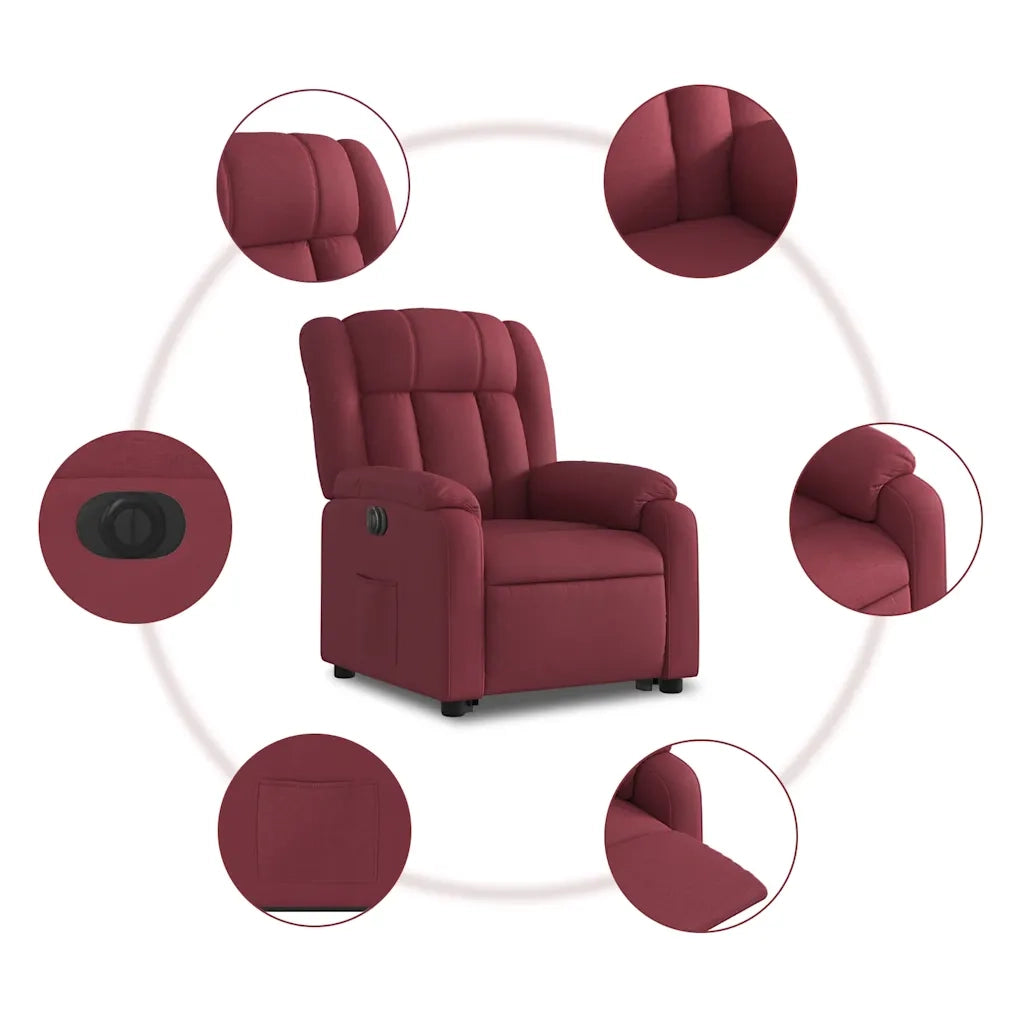 Poltrona Alzapersona Reclinabile Elettrica Rosso Vino Tessuto 3205343