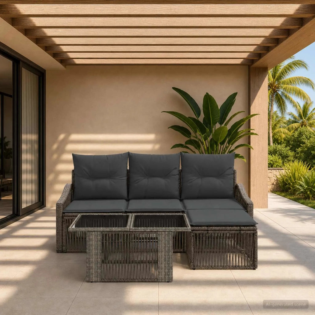 Set Divano da Giardino 5 pz Grigio e Grigio Scuro polyrattan 3437240