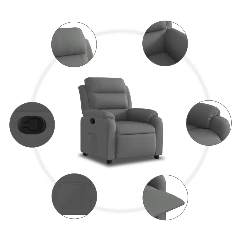Divano Sedia-Poltrona reclinabile in tessuto grigio scuro 453231