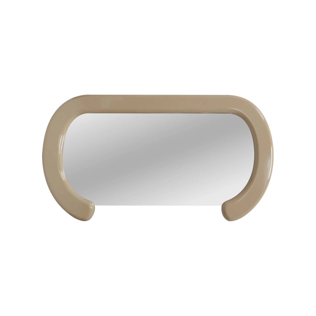 Specchio ovale decorativo in legno, 91cm, ecrù