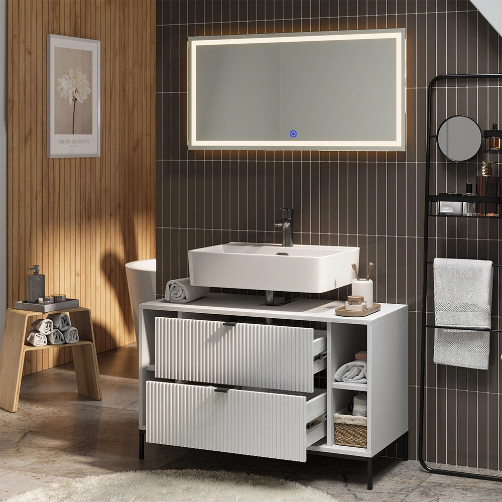 Vicco Set di mobili da bagno Grigio 2 parti