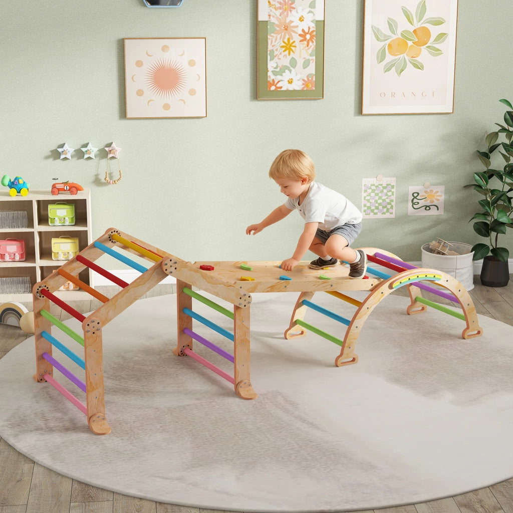 Casetta con Scivolo e Scaletta per Bambini ¨C zephmum ¨C Legno Naturale 90x140x120