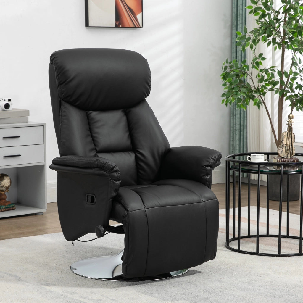 Poltrona relax reclinabile girevole ¨C Xylo ¨C tessuto nero con poggiapiedi regolabile fino 150kg