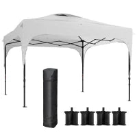 Gazebo da Giardino 3x3 m ad Altezza Regolabile su 3 Livelli, in Poliestere e Acciaio, Bianco