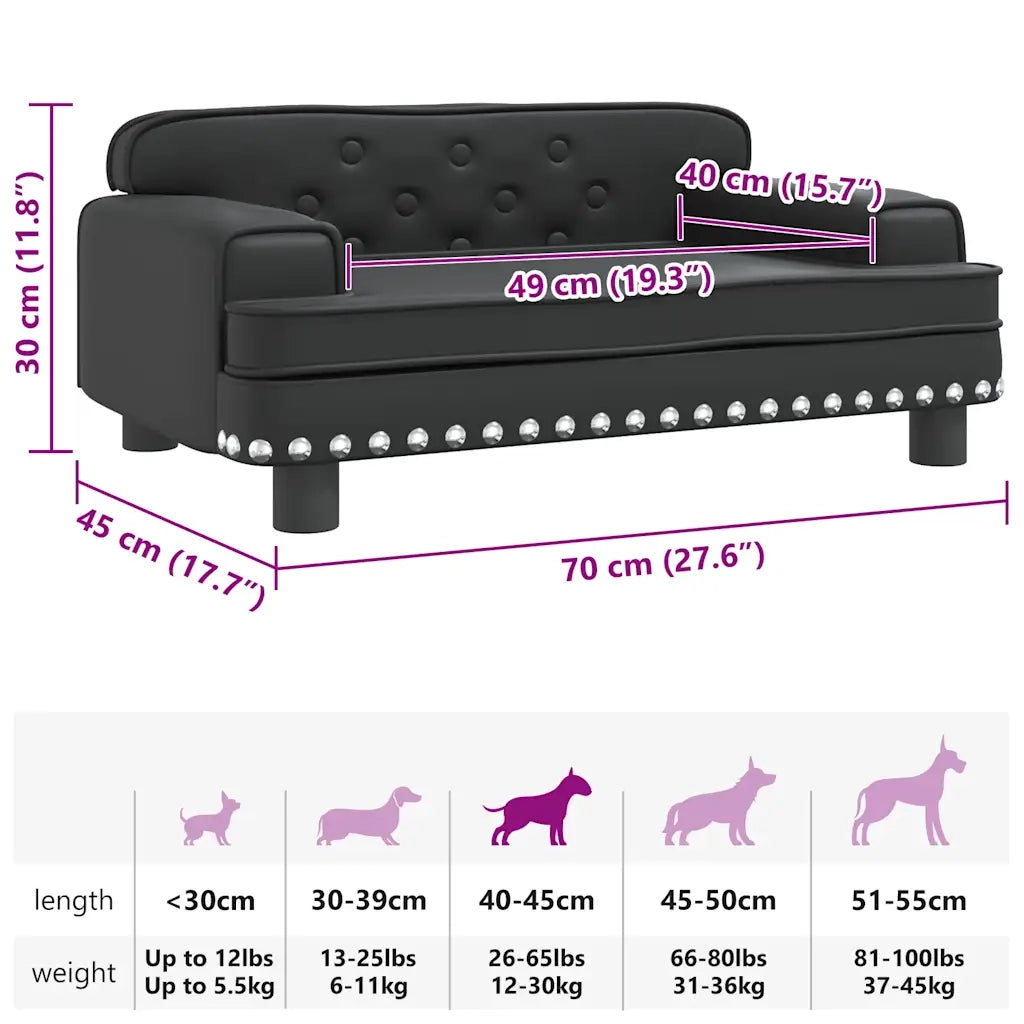 Lettino per Cani Nero 70x45x30 cm in Similpelle CFW4394050