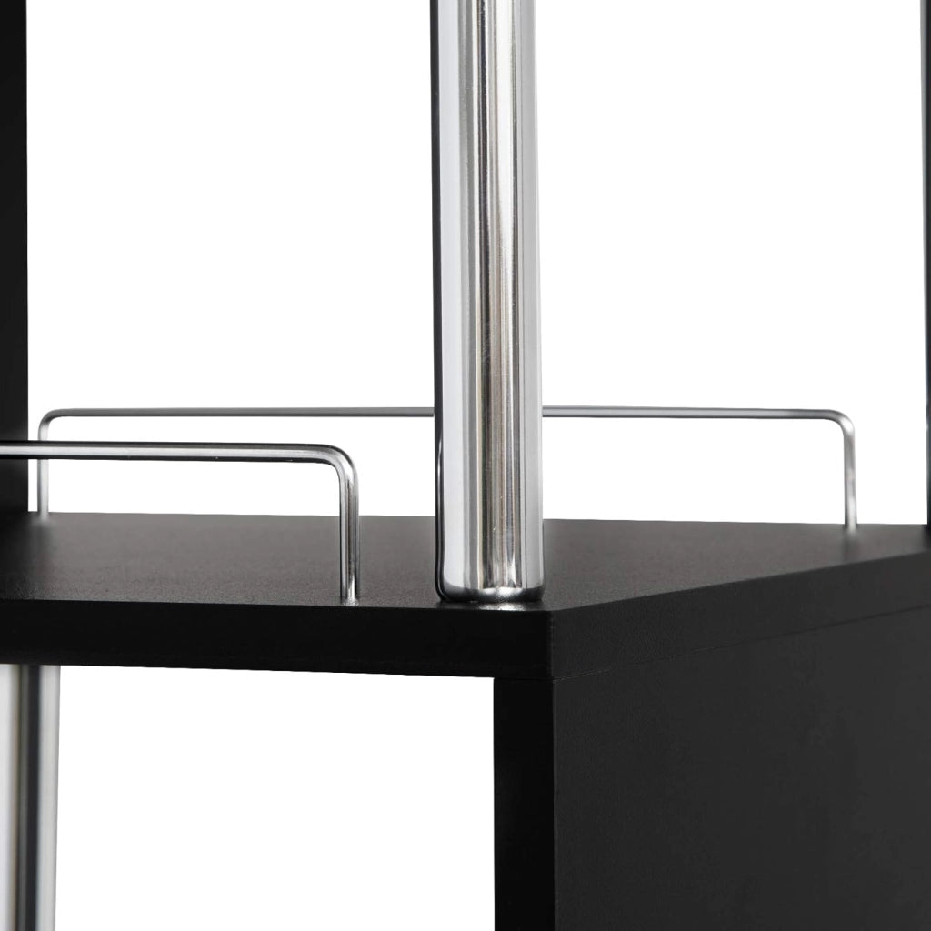 Tavolo da Bar con 3 Ripiani con Portabottiglie Vino, Bancone per Cucina in Metallo & MDF, Tavolo Alto per Home Bar, Cucina, 113 x 40 x 105 cm, Nero