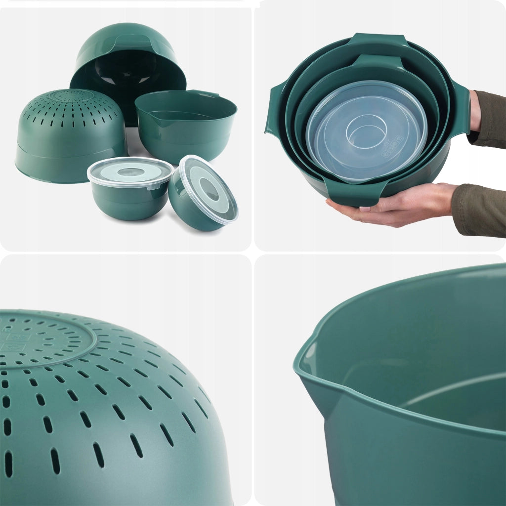 Set di ciotole da cucina KADAX con coperchi + scolapasta (7 pezzi)
