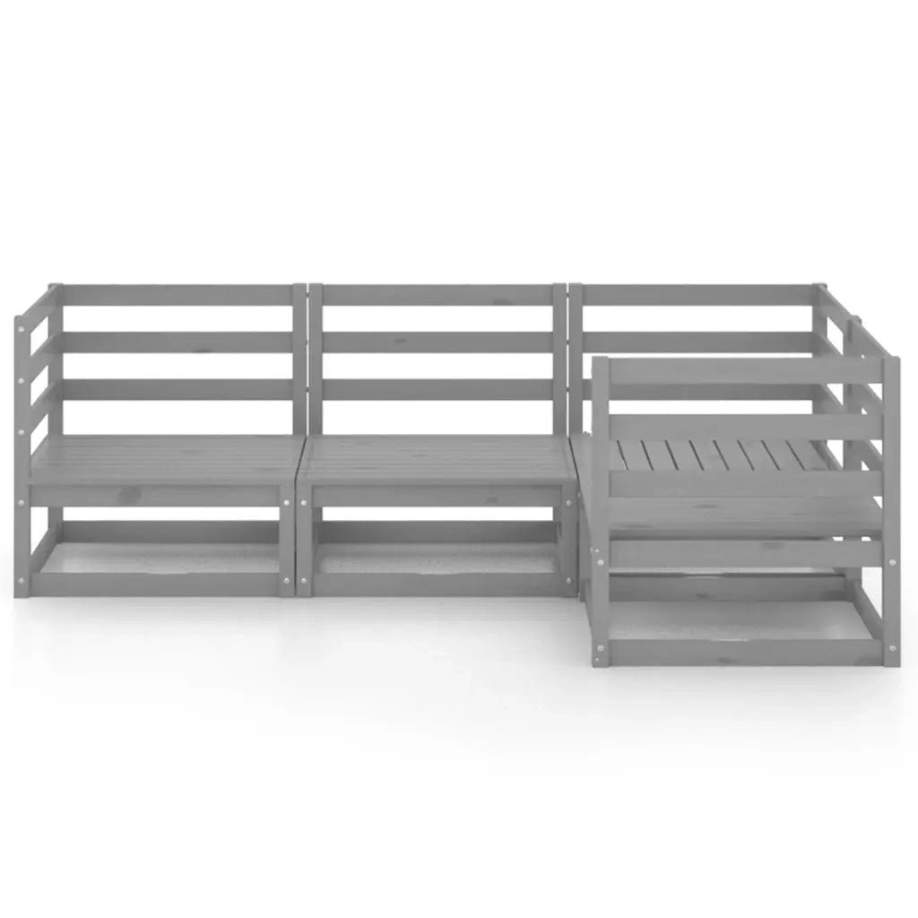 Set Divani da Giardino 4 pz | Set Salotto da Giardino Grigio in Legno Massello di Pino