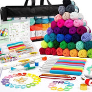 Impacco di iniziante per principianti, 113 pezzi, compreso sacchetto e filo, set di aghi da cucire 2-6 mm, set di iniziante con attrezzi e lana, set di iniziante per principianti