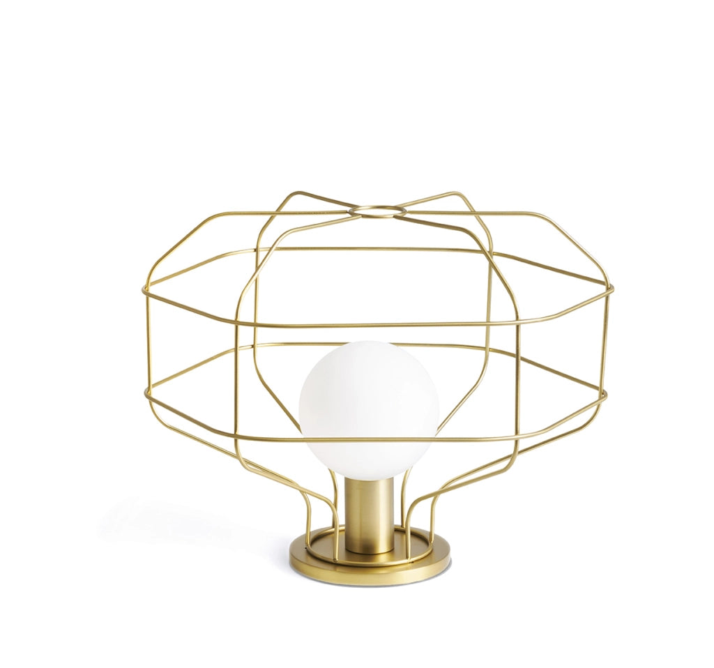 WIRE LAMPADA DA TAVOLO GABBIA ORO 1 LUCE ATTACCO G9 DIMMER SUL CAVO H.30,2CM