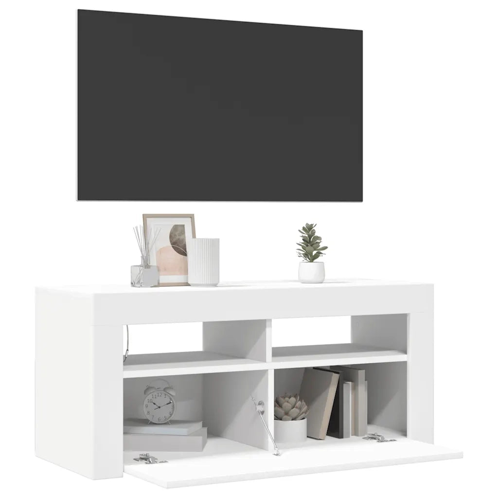 Mobile Porta TV con Luci LED Bianco 90x35x40 cm 804319