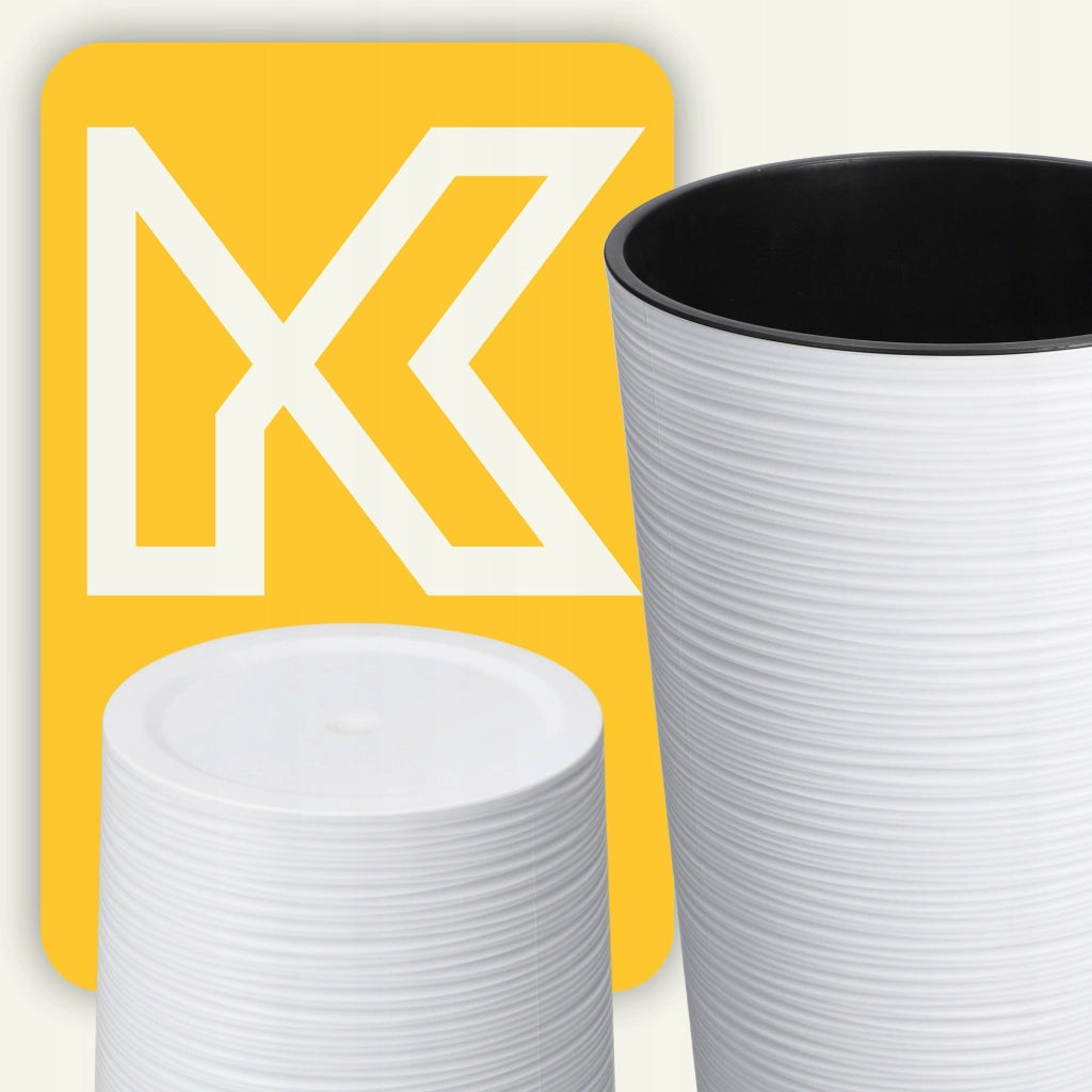 Vaso da fiori KADAX, bianco, alto, con inserto, 36 cm