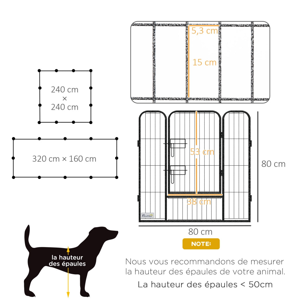 Recinto modulare per cani e piccoli animali ¨C Xylo ¨C acciaio grigio 80x80 cm interno esterno