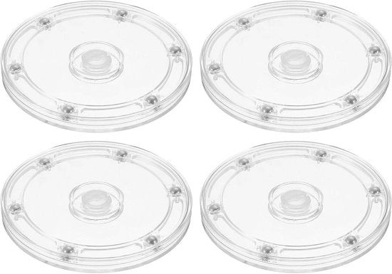 Organizzatore di dischi 4 pezzi 124 cm con dischi trasparenti, organizzatore con cuscinetti a rulli, piastra rotante da 360 gradi per kruidiere, tavolo, dolce, cucina, decorazione, bagno, Lazy Susan